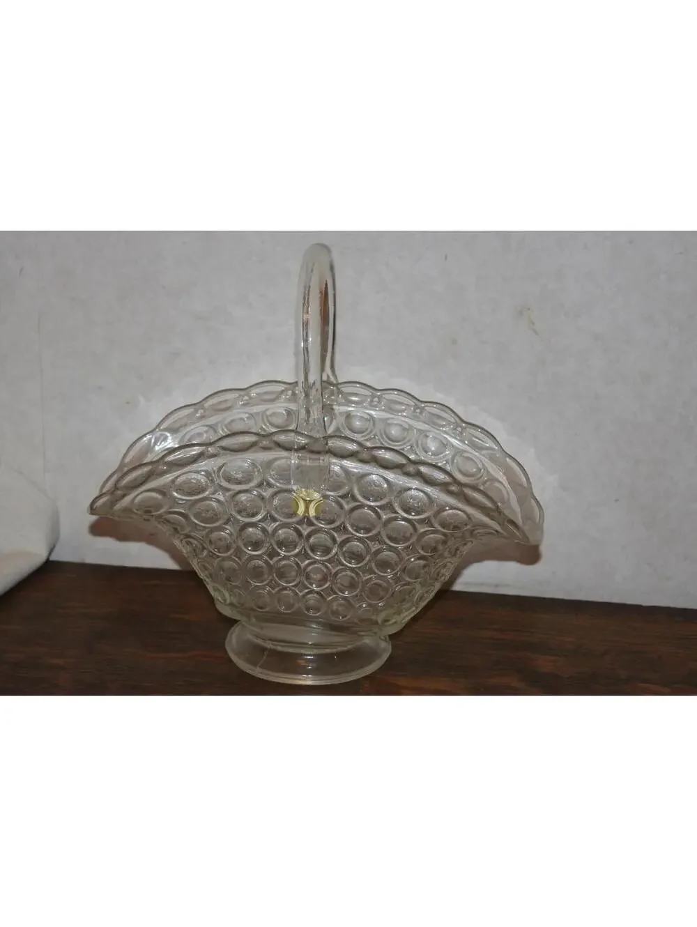 Vintage L E Smith Glass Bullseye Thousand Eyes Bridal Basket